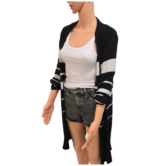 Calvin Klein Black and White Cardigan Sweater - Picture 2 of 9